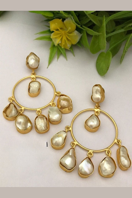Mudra real pearl Hoops