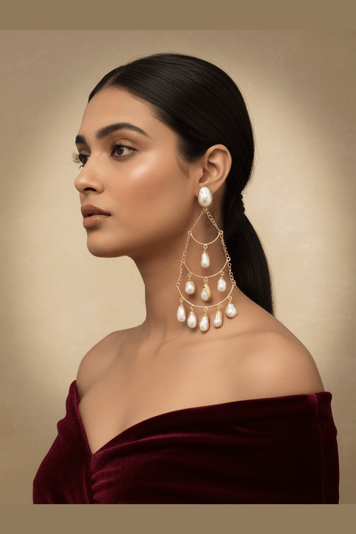 Suchita long real pearl earrings