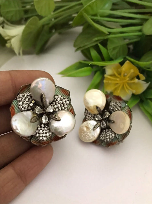 Flora baroque pearl earrings