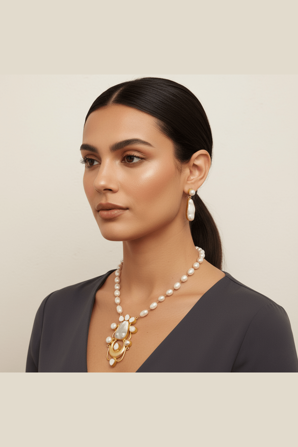 Abhaya real pearl set