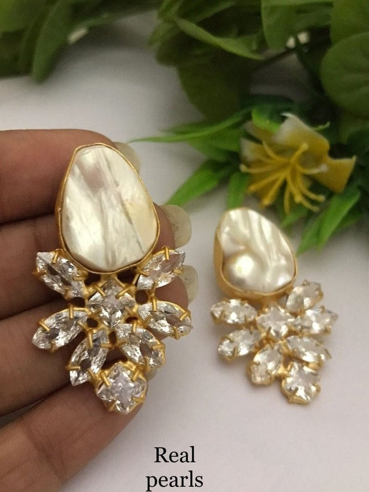 Hanshikha Real Pearl Earrings - Elegant & Handcrafted Beauty