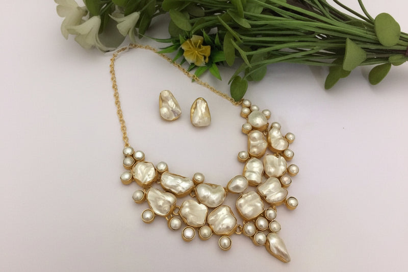 Parthivi Real Pearl Set - Elegant Handcrafted Jewelry