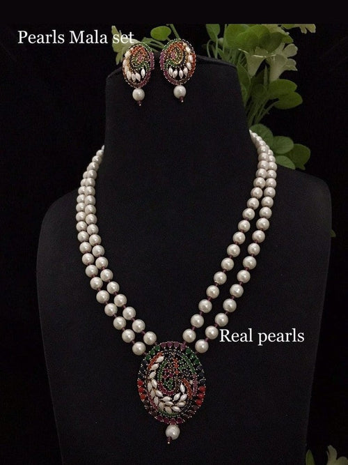 Bhagya Real Pearl Set - Exquisite Ethnic Jewelry