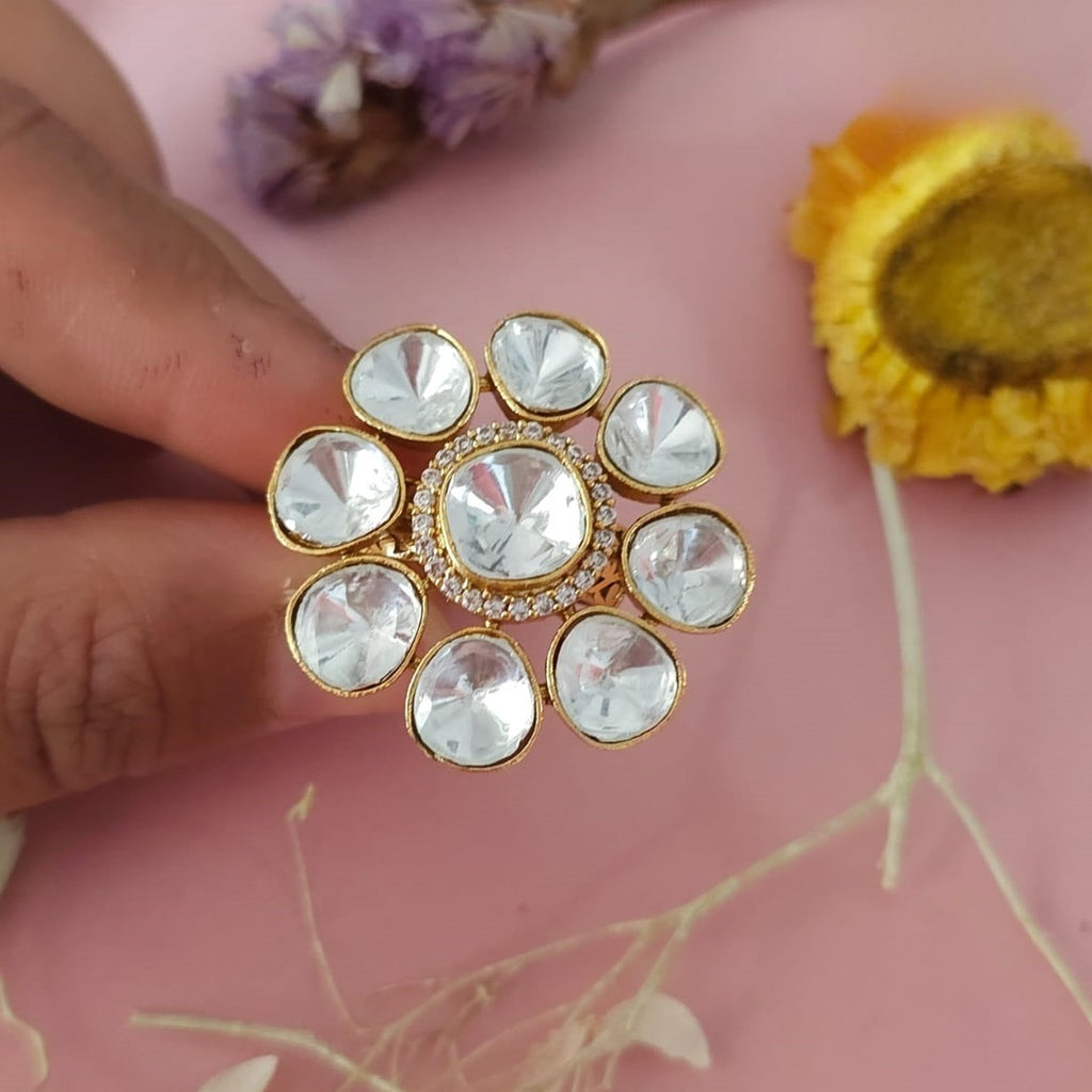 Vipula Polki Kundan Ring