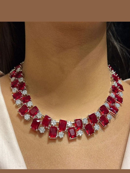 Sonica Diamond Look Set - Elegant Silver Plated Jewelry Emerlad green