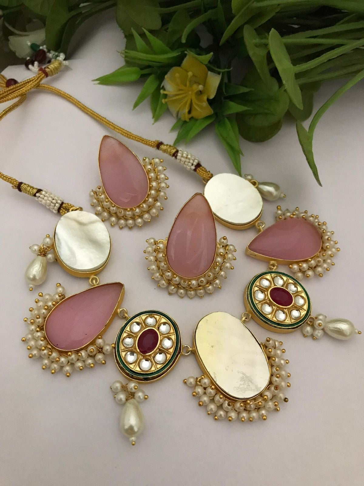 Real mother pearl kalindi set