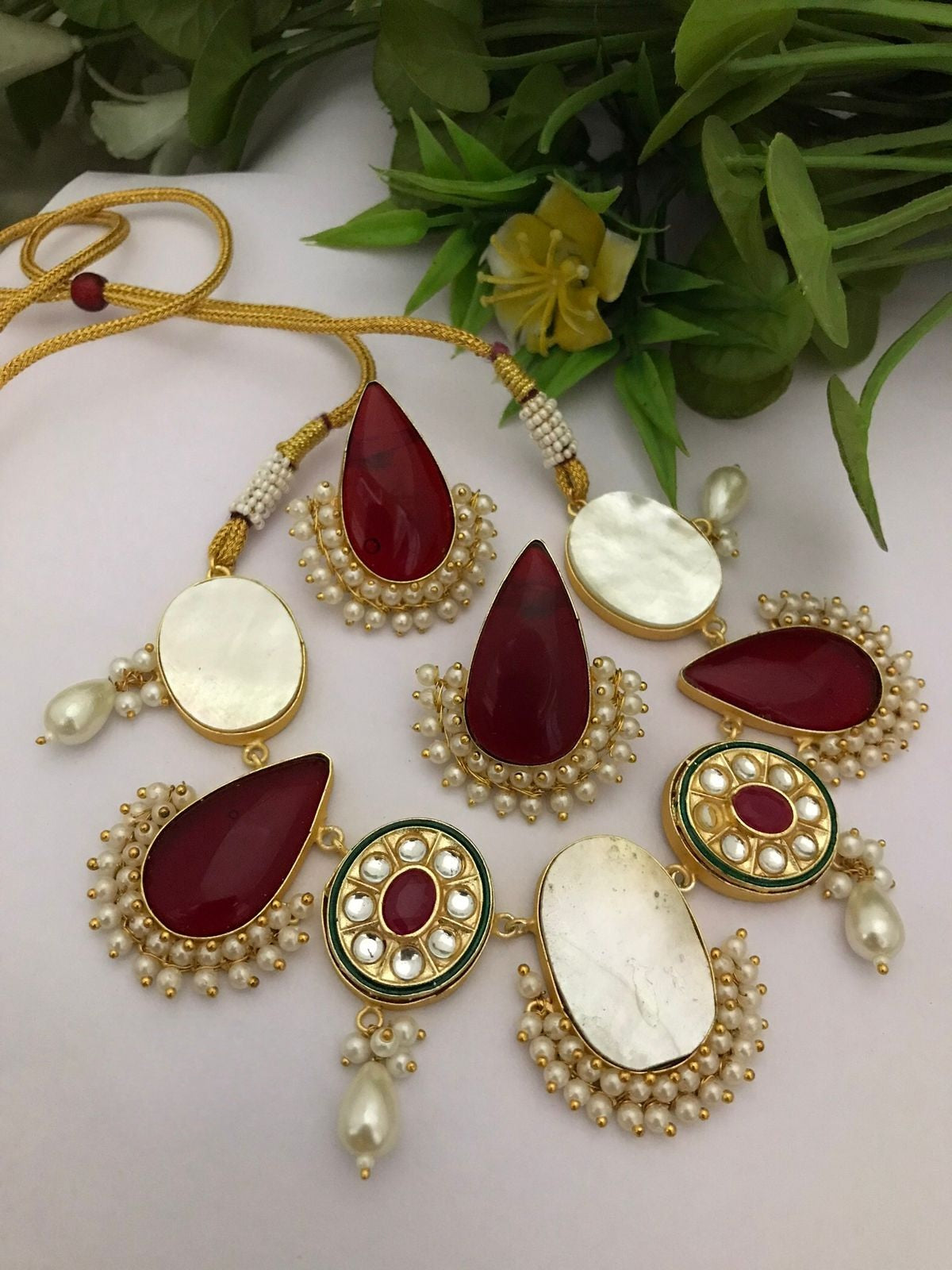 Real mother pearl kalindi set