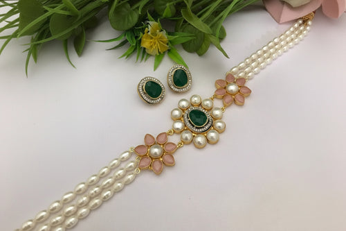 Real Pearl Paulmi Set - Elegant Handcrafted Jewelry
