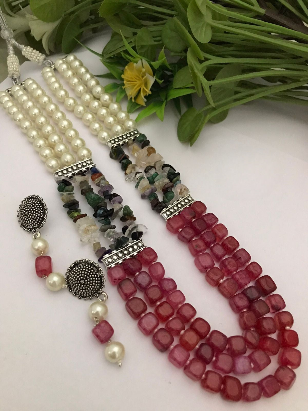 Semi precious Digambari Mala set