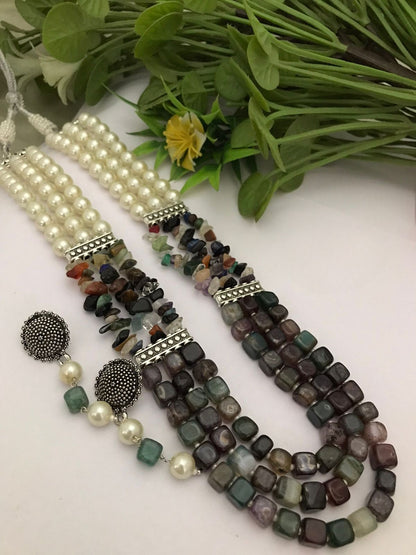 Semi precious Digambari Mala set