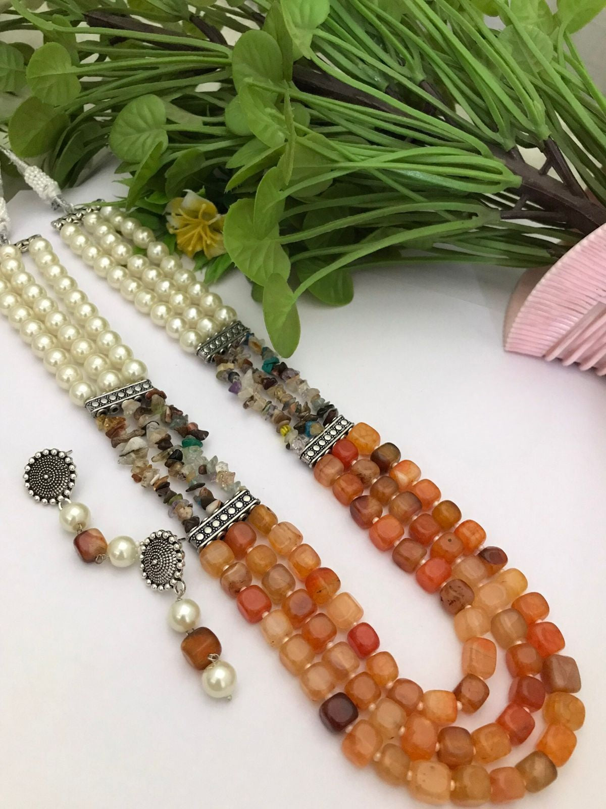 Semi precious Digambari Mala set