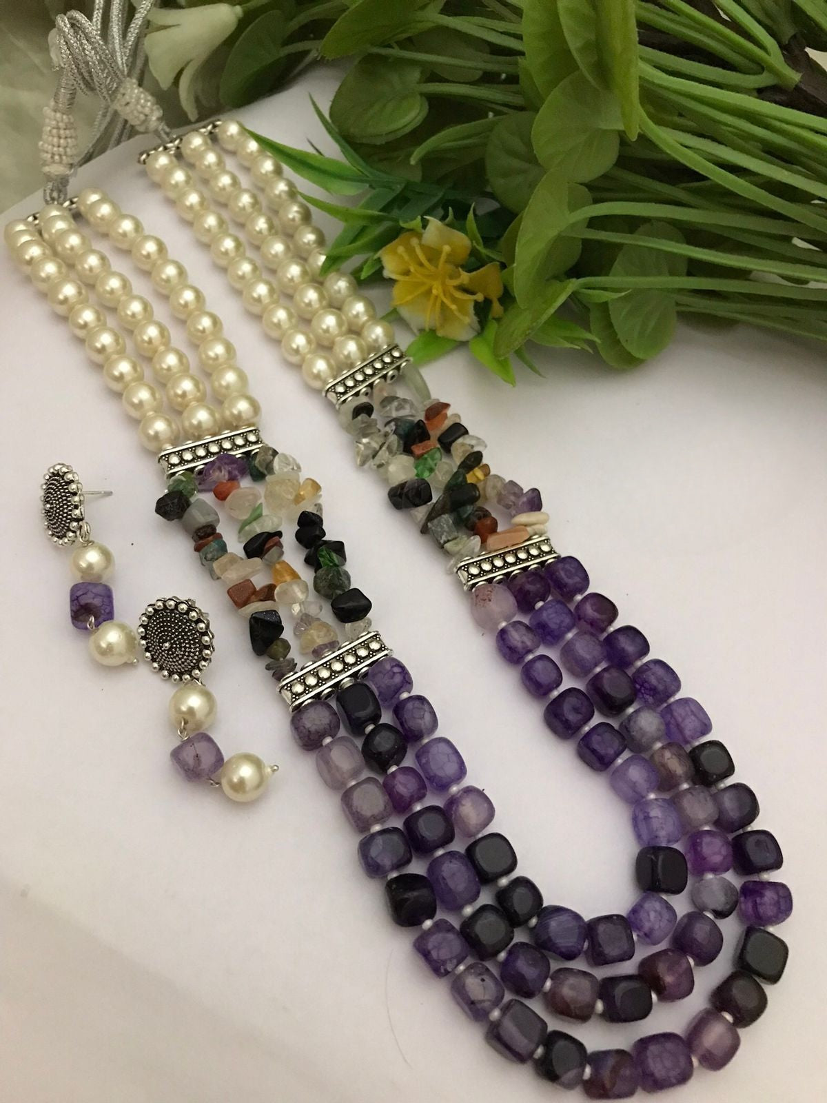 Semi precious Digambari Mala set