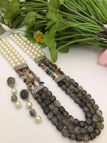 Semi precious Digambari Mala set