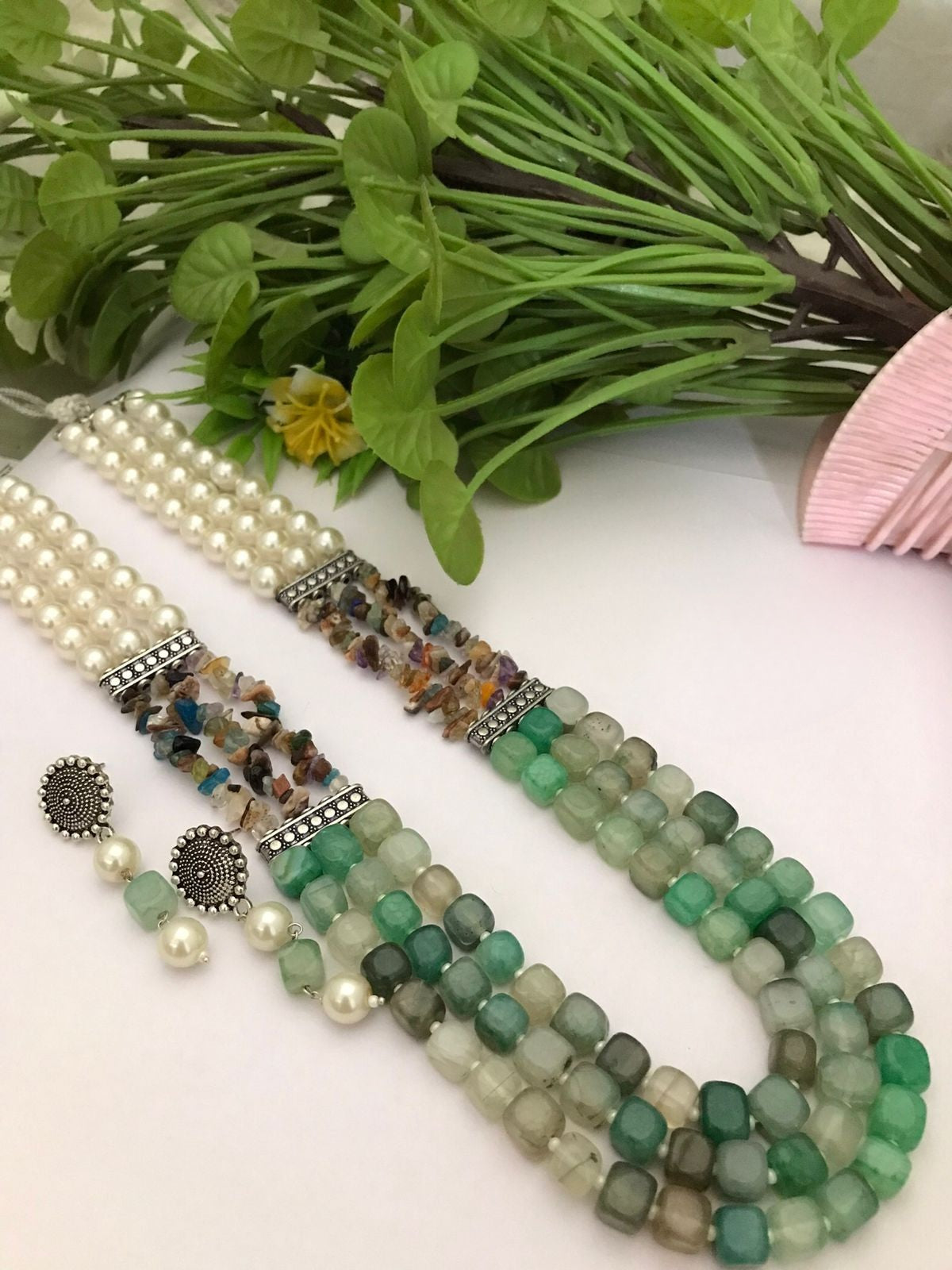 Semi precious Digambari Mala set