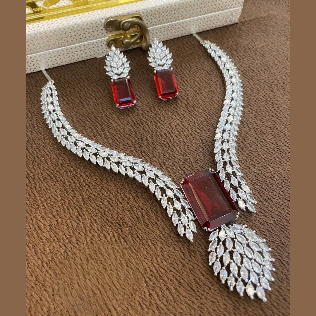 Sonita ruby cz designer necklace set