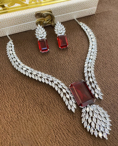 Sonita ruby cz designer necklace set