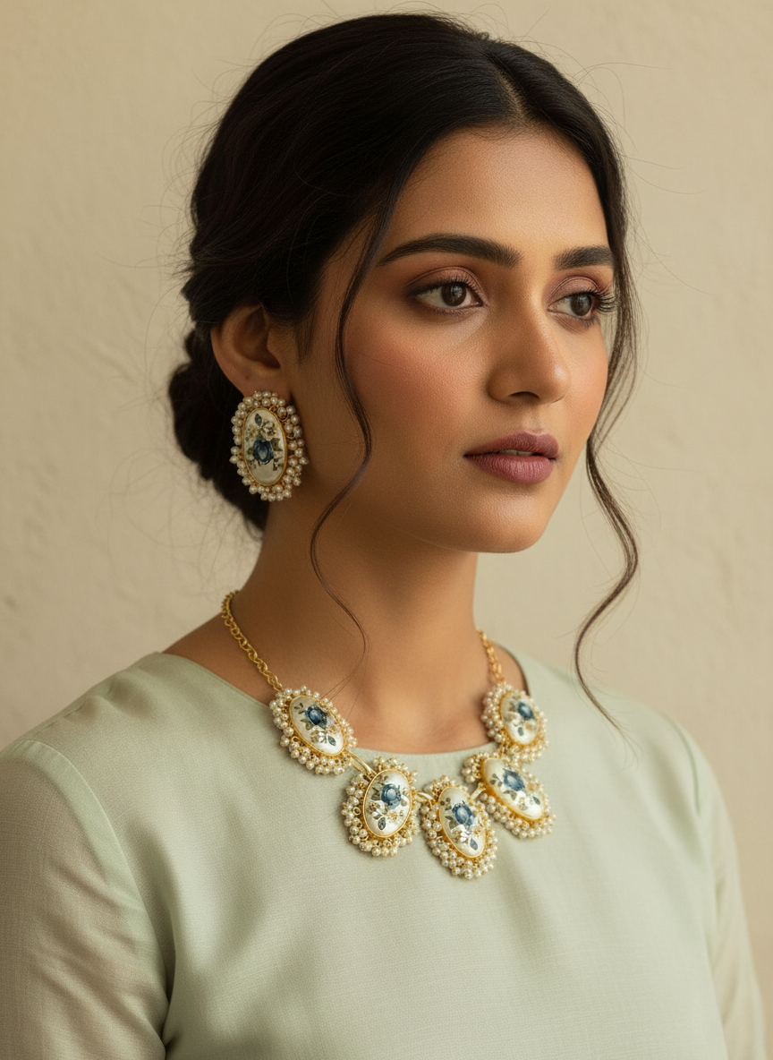 Dakshayani real pearl set