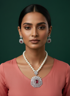 Kadambari ad ruby pearl set