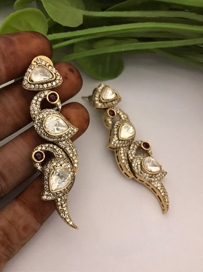 Mayur polki kundan earrings