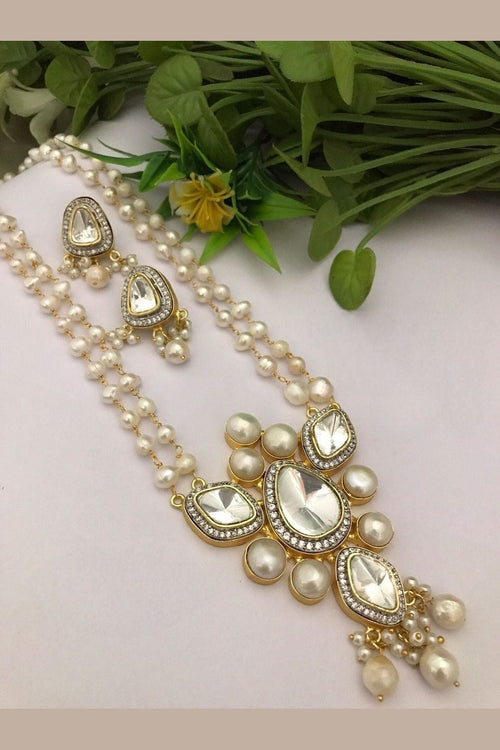 Arka real pearl polki kundan set