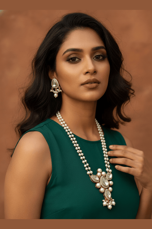 Arka real pearl polki kundan set