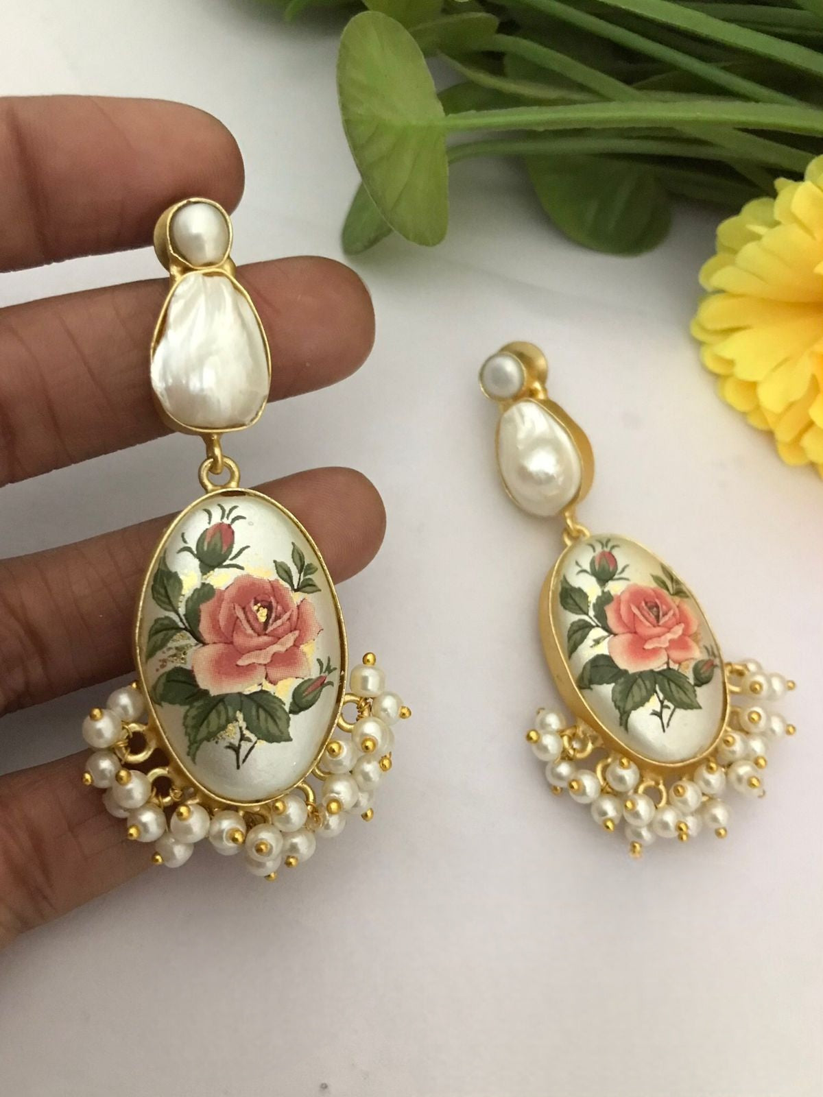 Ahana real pearl earrings