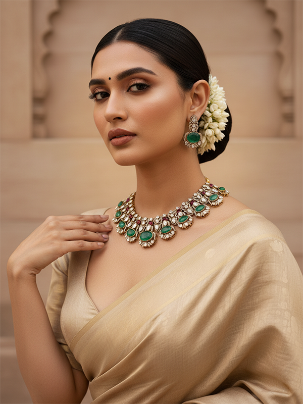 Minaha Polki Kundan Semi Precious Set