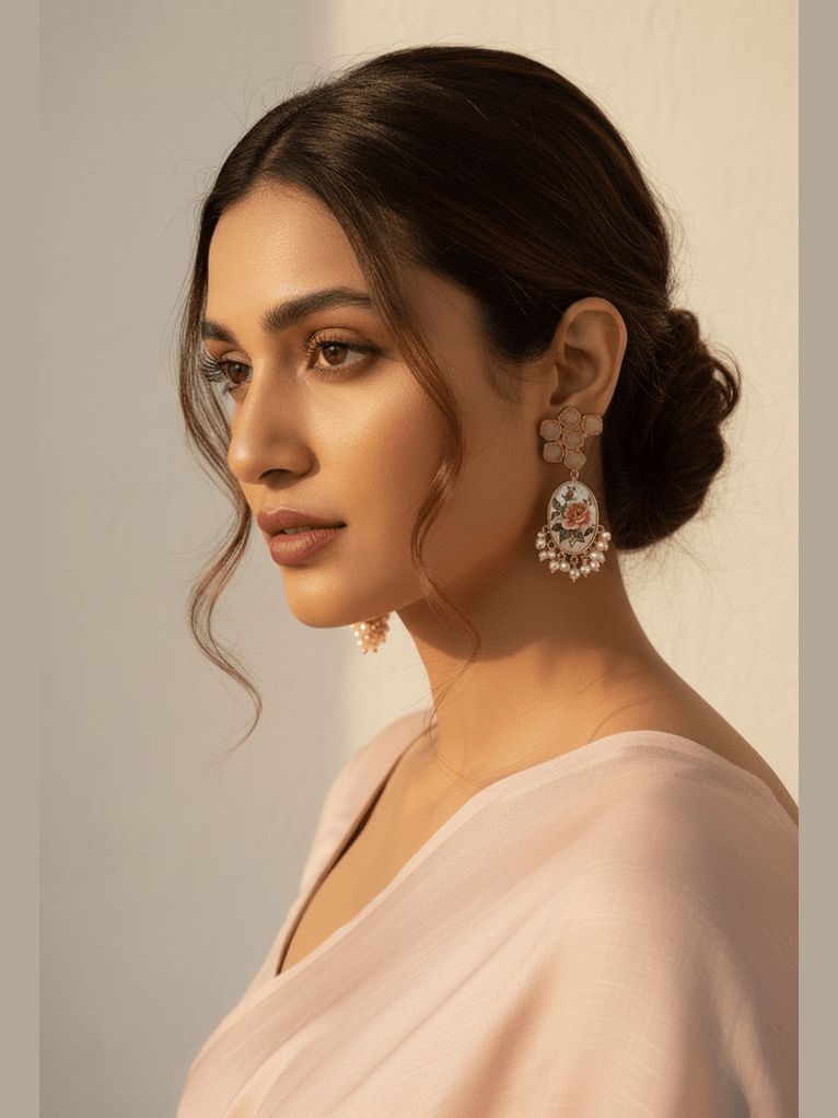 Aabhikya Japnese real pearl earrings