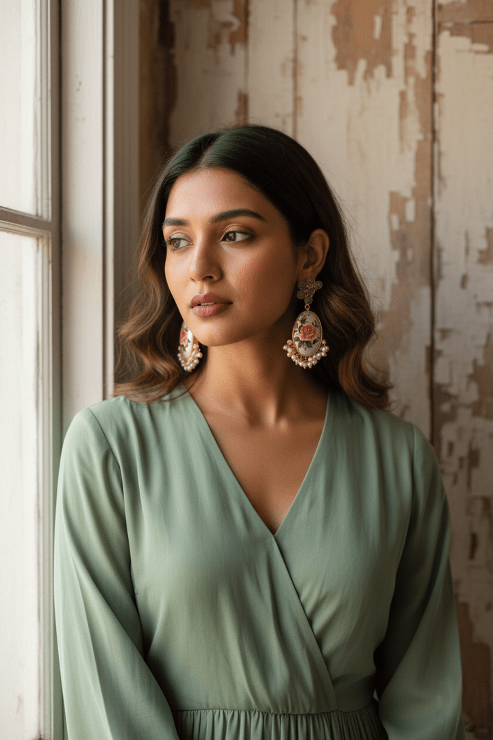 Aaloka japnese real pearl earrings