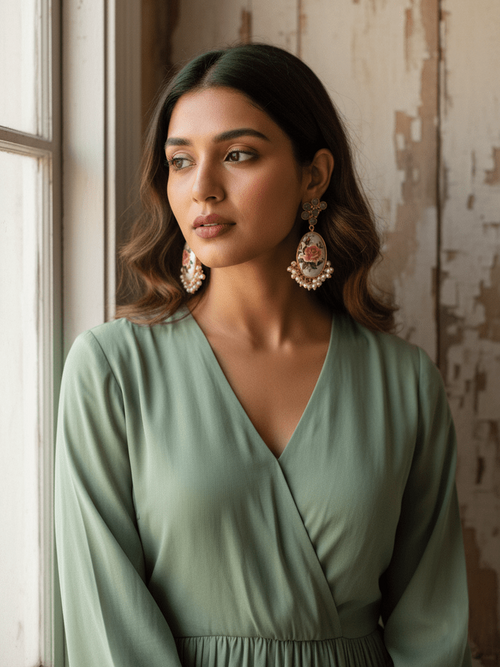 Aaloka japnese real pearl earrings