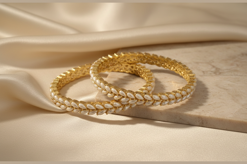Aashrita Real Pearl Bangles - Elegant Brass Jewelry