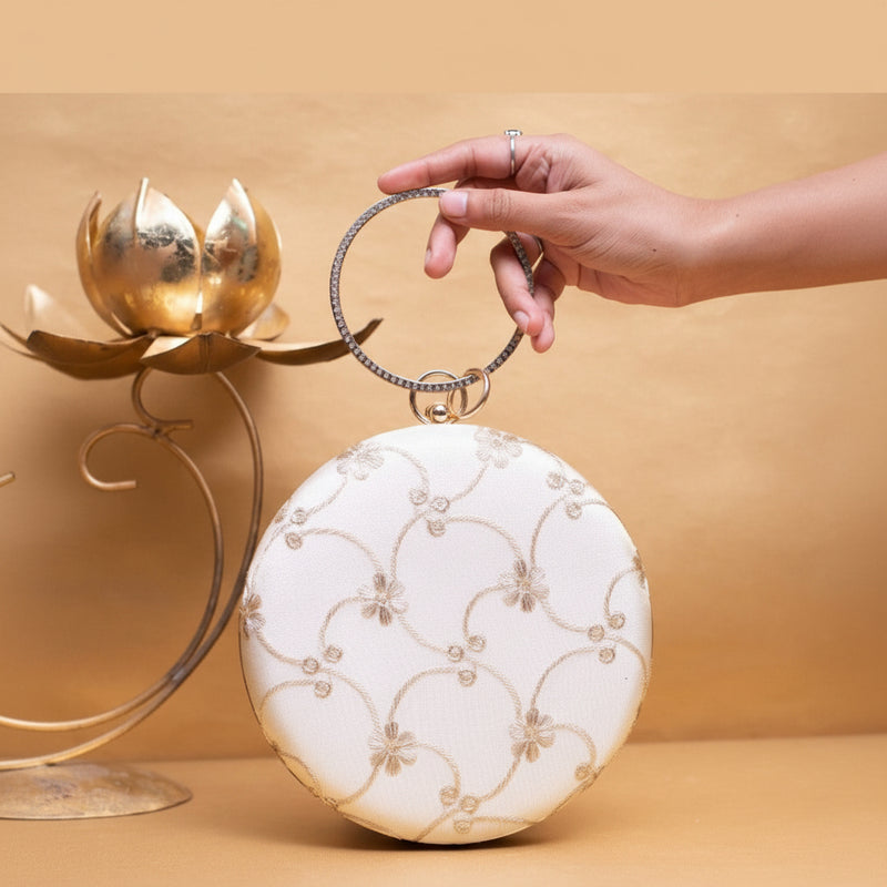 Abhigiri Designer Clutch - Elegant Round Embroidery Accessory