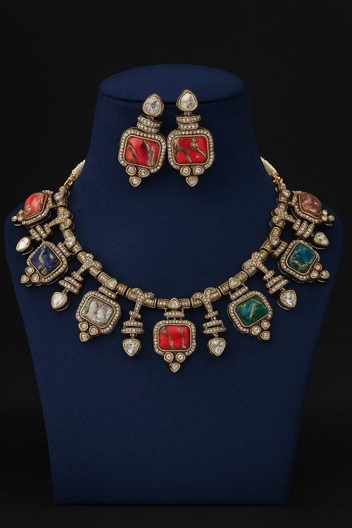 Abhitha natural stone kundan set