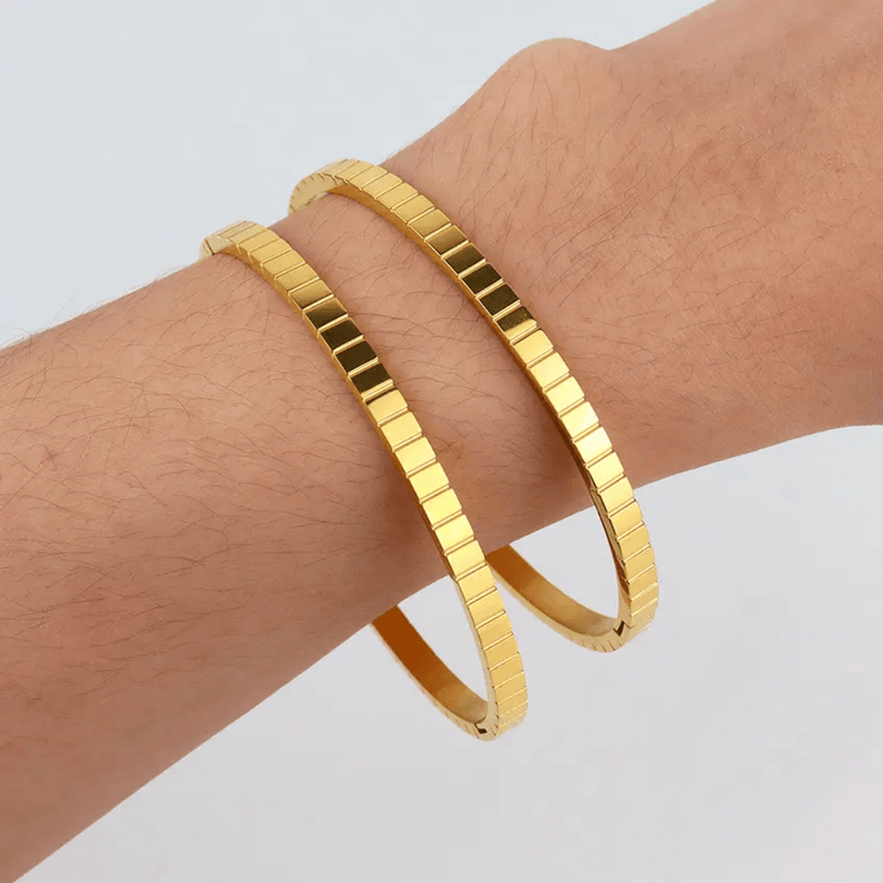 Aganya kreation -Stripes Bracelet 18k Gold Plated Stainless Steel Tarnish Free Waterproof Female bracelet