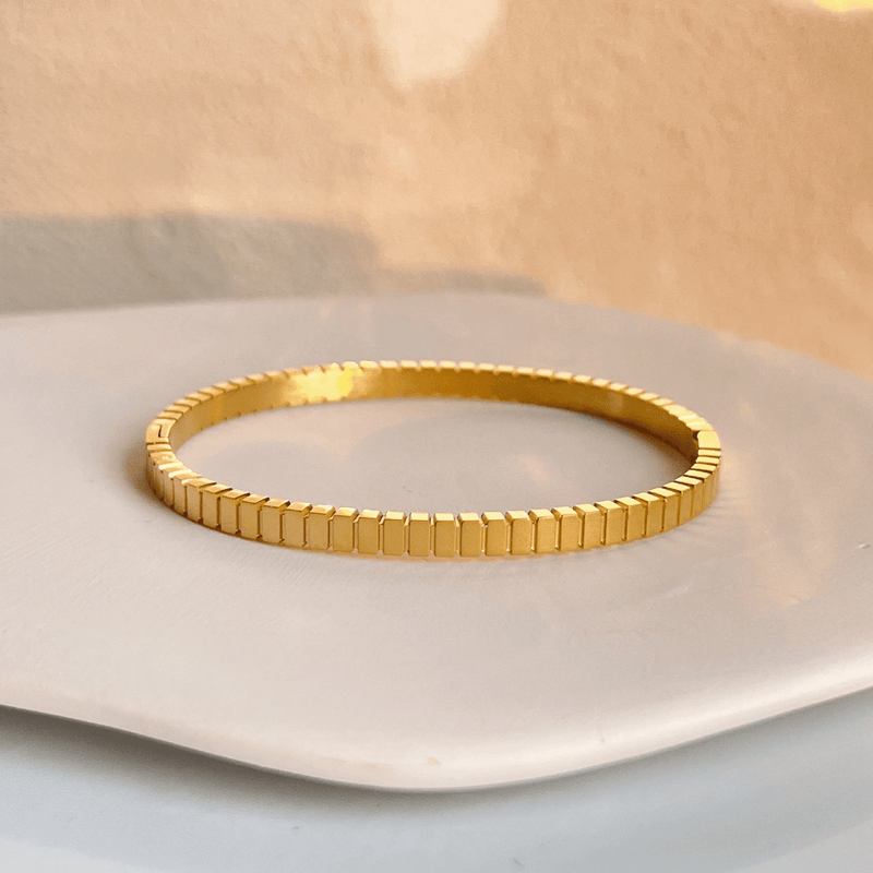 Aganya kreation -Stripes Bracelet 18k Gold Plated Stainless Steel Tarnish Free Waterproof Female bracelet