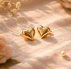 Aganya kreation Golden Love 18k Gold Plated Stainless Steel Tarnish Free Waterproof Female Earrings