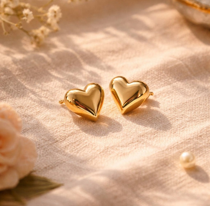 Aganya kreation Golden Love 18k Gold Plated Stainless Steel Tarnish Free Waterproof Female Earrings
