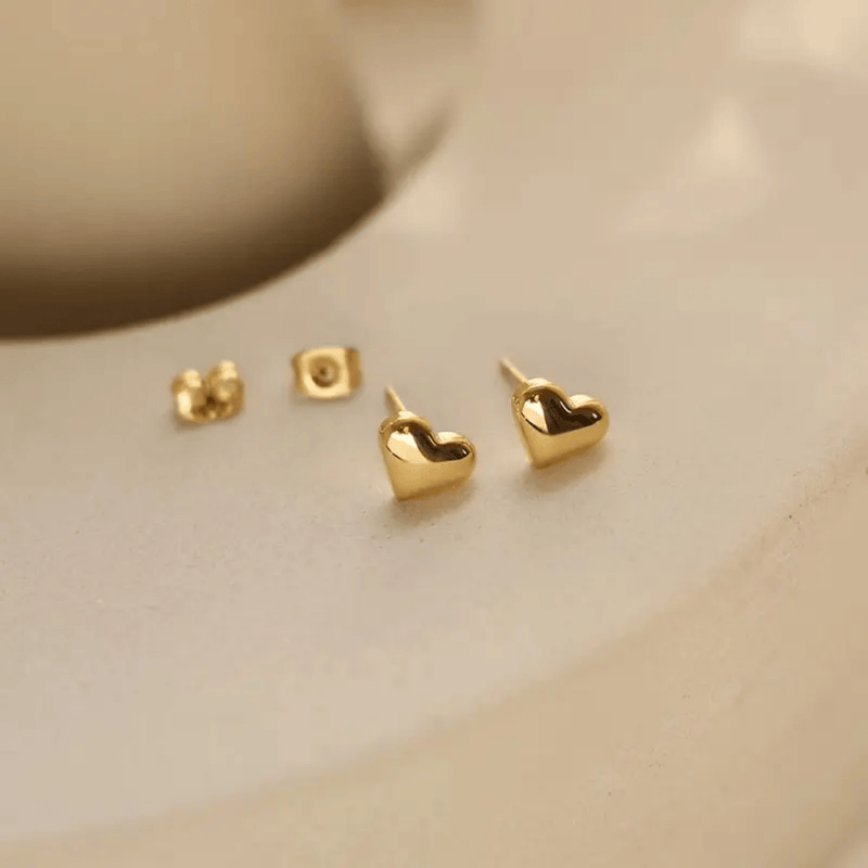 Aganya kreation Golden Love 18k Gold Plated Stainless Steel Tarnish Free Waterproof Female Earrings