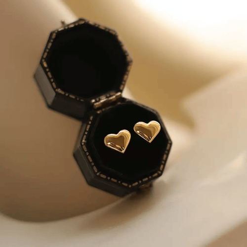 Aganya kreation Golden Love 18k Gold Plated Stainless Steel Tarnish Free Waterproof Female Earrings