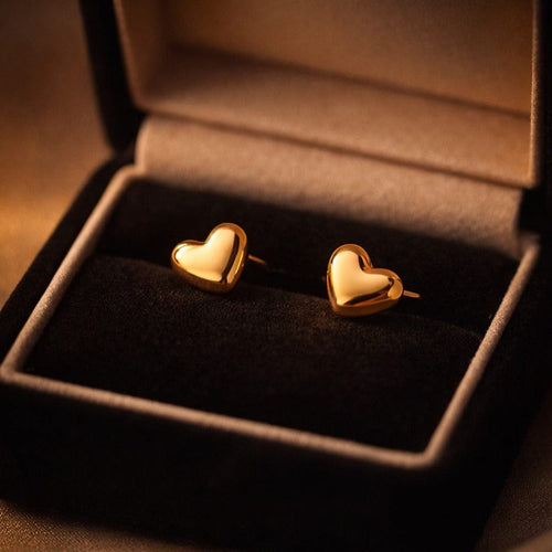 Aganya kreation Golden Love 18k Gold Plated Stainless Steel Tarnish Free Waterproof Female Earrings