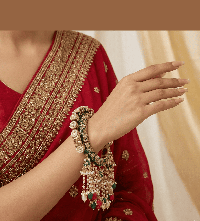 Aganya kreation Jadau Kundan Meenakari CZ Openable Bangles – Handmade Bridal Bangles