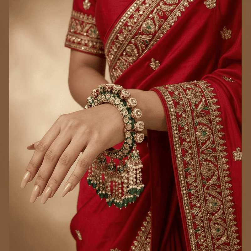 Aganya kreation Jadau Kundan Meenakari CZ Openable Bangles – Handmade Bridal Bangles