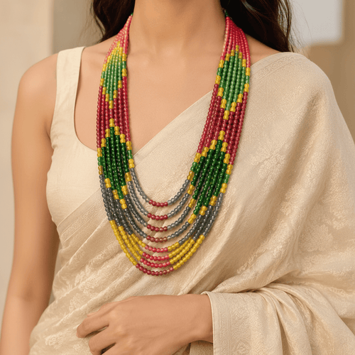 Aganya kreation Necklaces Kiyana Fashion 7 Layer onyx Bead Necklace 1