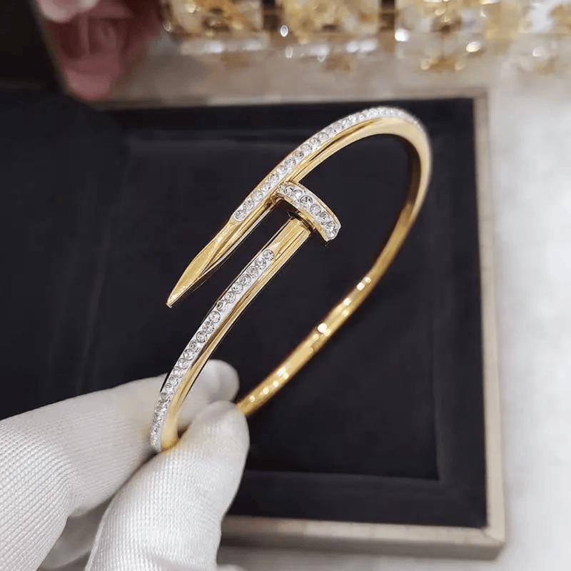 Aganya kreation Nail Bracelet 18k Gold Plated Stainless Steel Tarnish Free Waterproof Female Jewellery