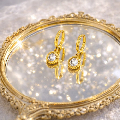 Aganya kreation Nebula -18k Gold Plated Stainless Steel Tarnish Free Waterproof Female Earrings