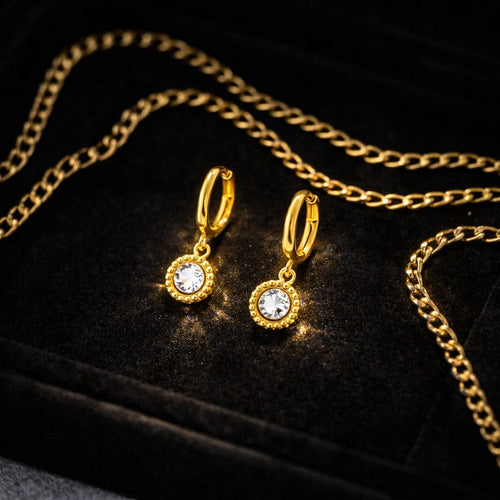 Aganya kreation Nebula -18k Gold Plated Stainless Steel Tarnish Free Waterproof Female Earrings