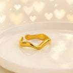 Aganya kreation Rings Curvy 18k Gold Plated Anti Tarnish ring