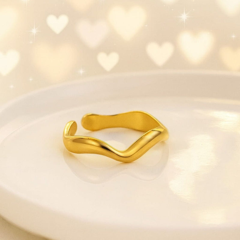 Aganya kreation Rings Curvy 18k Gold Plated Anti Tarnish ring