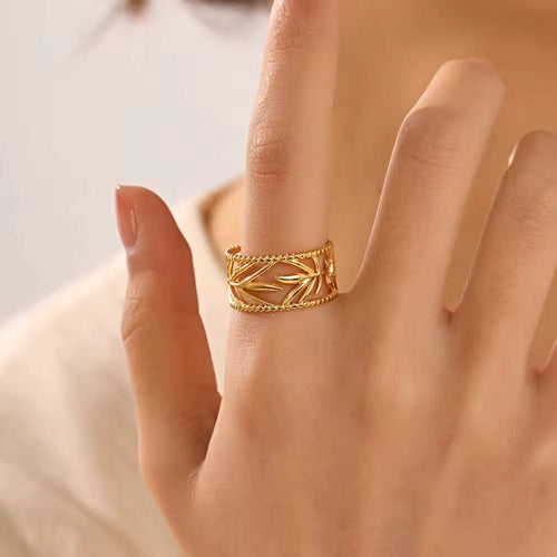 Aganya kreation Roger Ring 18k Gold Plated Stainless Steel Tarnish Free