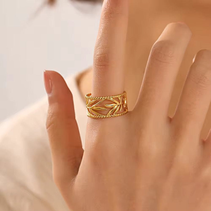 Aganya kreation Roger Ring 18k Gold Plated Stainless Steel Tarnish Free